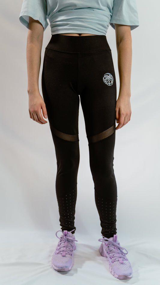 Legging avec empiècement en tulle fin, Noir