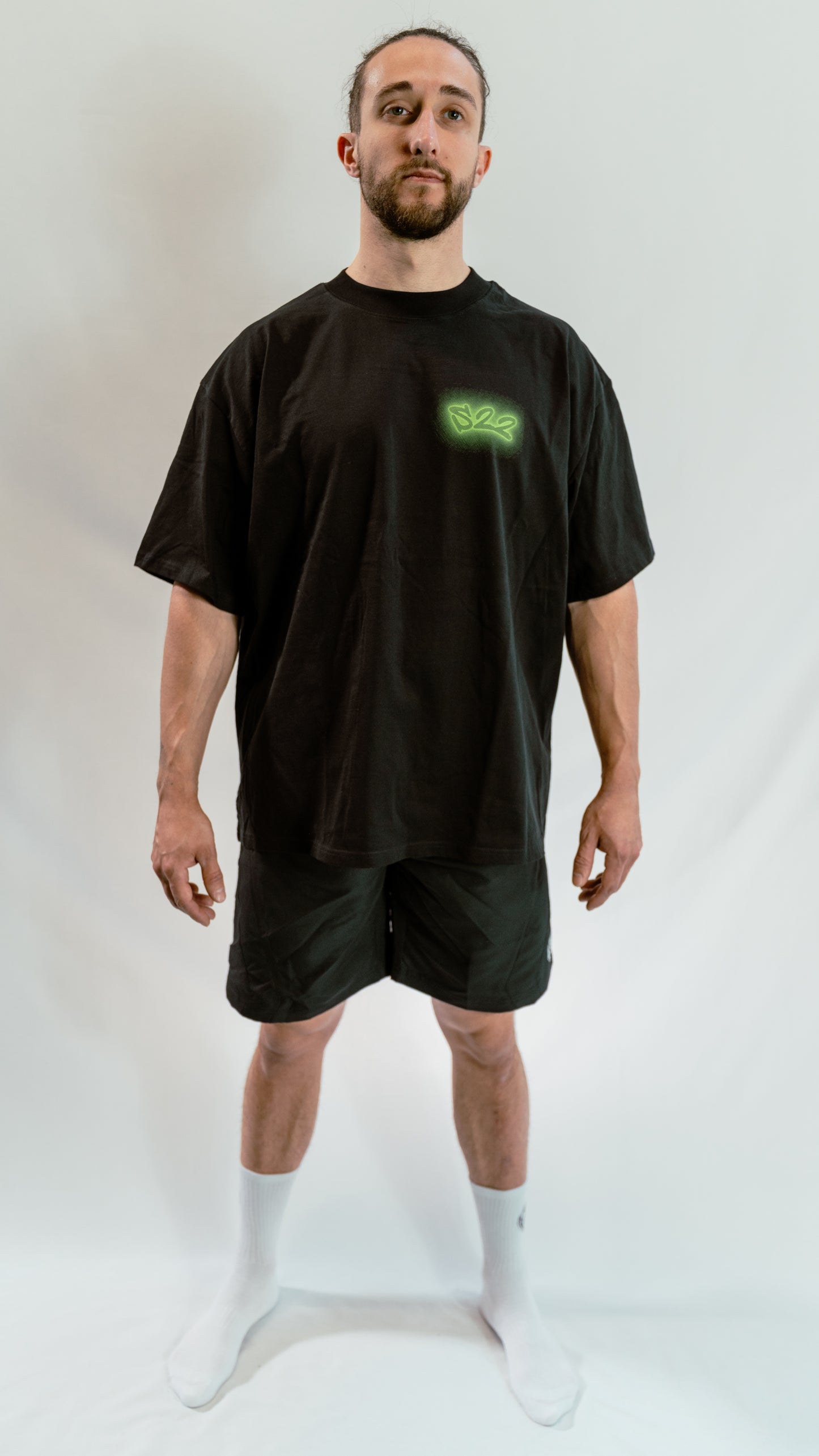 T-shirt unisexe « over size » Black and green