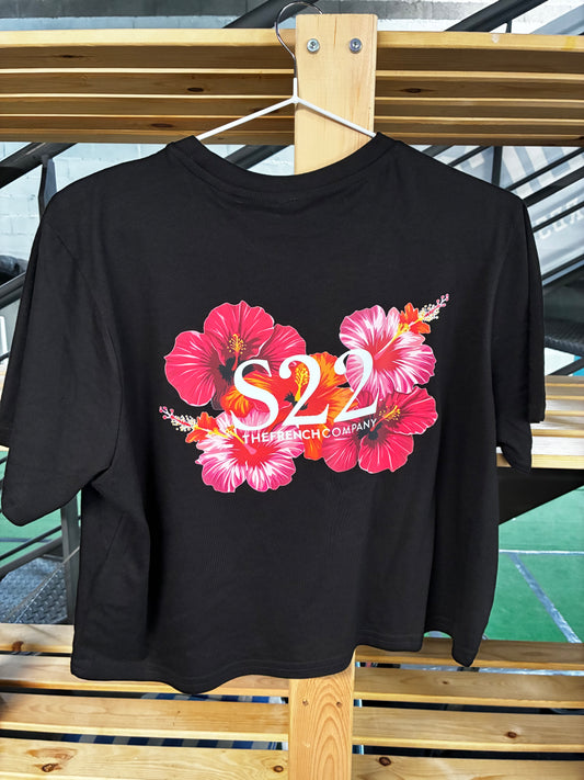 CropTop noir Logo Fleur